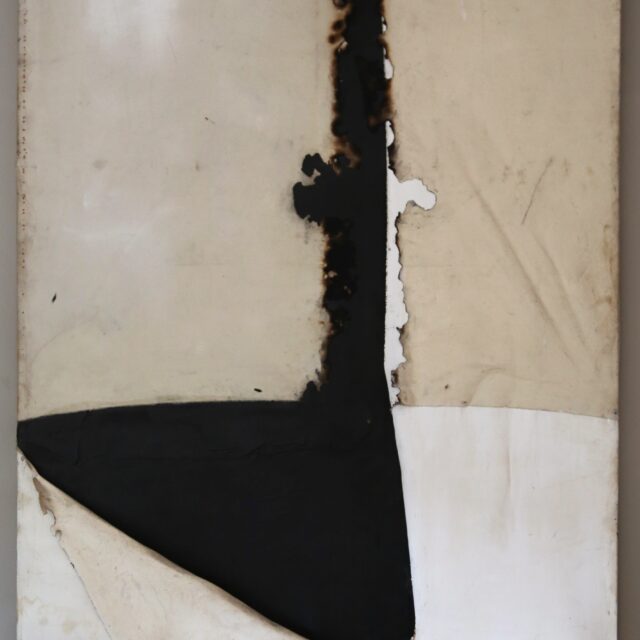 ohneTitel2C19872C170x130cm2CBitumenaufLeinwand2CLeinqwandangebrannt2CAcrylfarbe